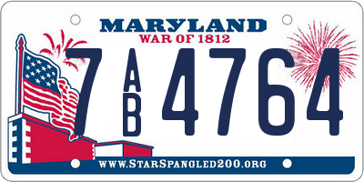 MD license plate 7AB4764