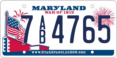 MD license plate 7AB4765
