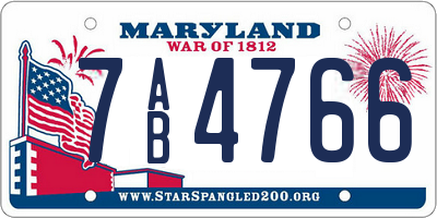 MD license plate 7AB4766