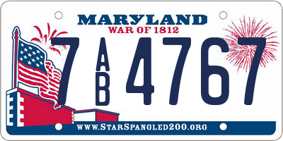 MD license plate 7AB4767