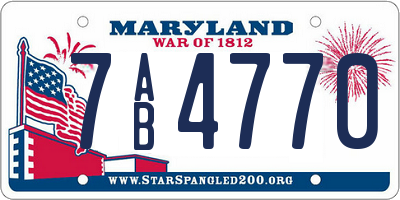 MD license plate 7AB4770