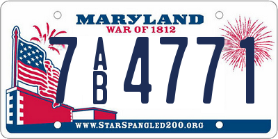 MD license plate 7AB4771