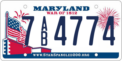 MD license plate 7AB4774