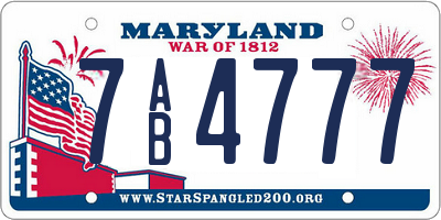 MD license plate 7AB4777