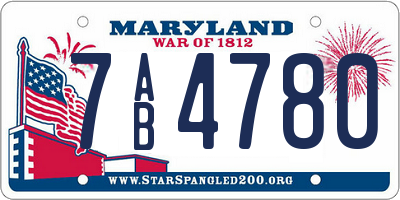 MD license plate 7AB4780