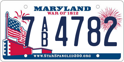 MD license plate 7AB4782