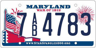 MD license plate 7AB4783