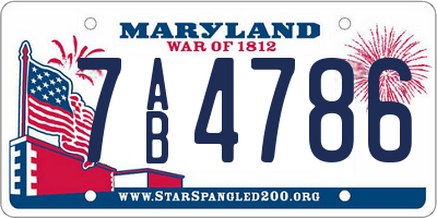 MD license plate 7AB4786