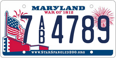 MD license plate 7AB4789