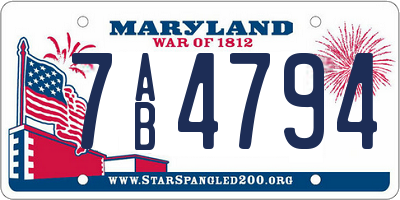 MD license plate 7AB4794