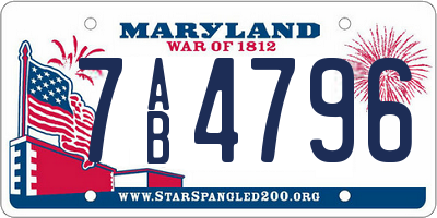 MD license plate 7AB4796