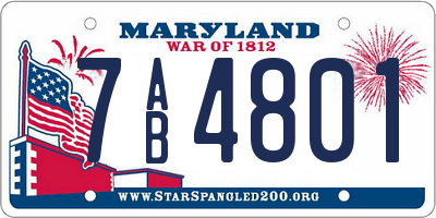 MD license plate 7AB4801