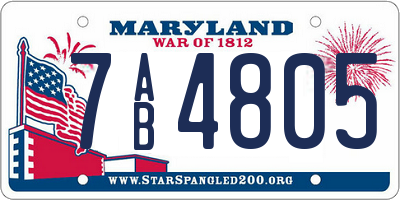 MD license plate 7AB4805