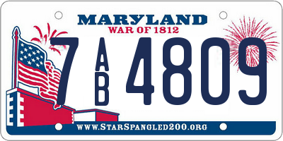 MD license plate 7AB4809