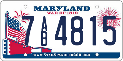 MD license plate 7AB4815