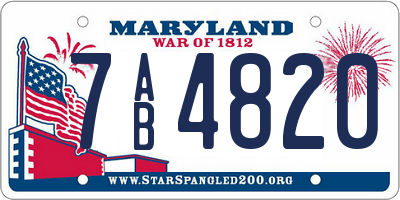 MD license plate 7AB4820