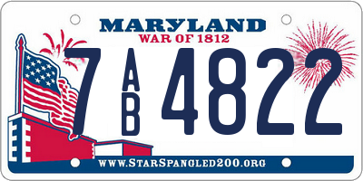 MD license plate 7AB4822