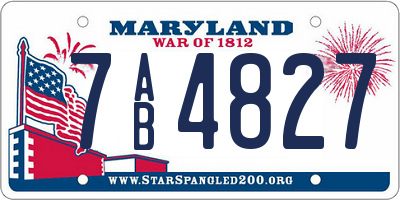 MD license plate 7AB4827