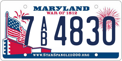 MD license plate 7AB4830