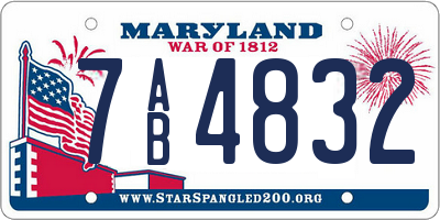 MD license plate 7AB4832