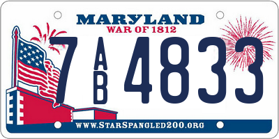MD license plate 7AB4833