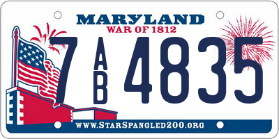 MD license plate 7AB4835