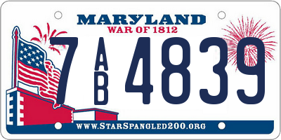 MD license plate 7AB4839