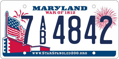 MD license plate 7AB4842