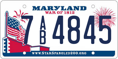 MD license plate 7AB4845
