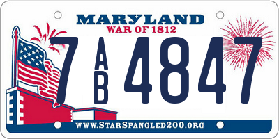 MD license plate 7AB4847
