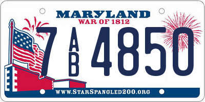 MD license plate 7AB4850