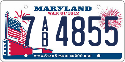 MD license plate 7AB4855