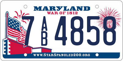 MD license plate 7AB4858