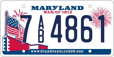 MD license plate 7AB4861