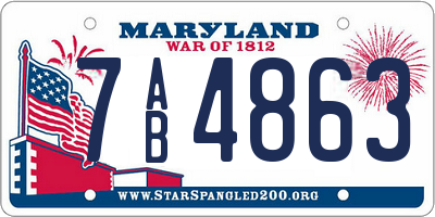 MD license plate 7AB4863