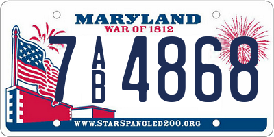 MD license plate 7AB4868