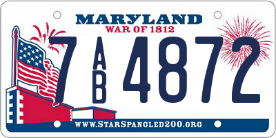 MD license plate 7AB4872