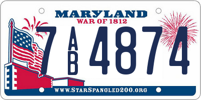 MD license plate 7AB4874