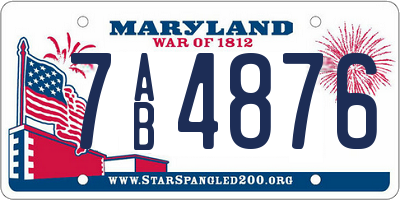 MD license plate 7AB4876