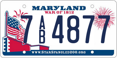 MD license plate 7AB4877