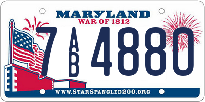 MD license plate 7AB4880