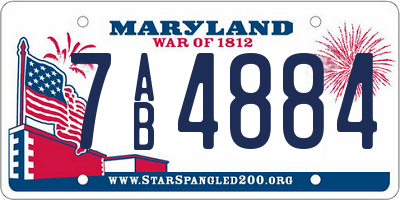 MD license plate 7AB4884