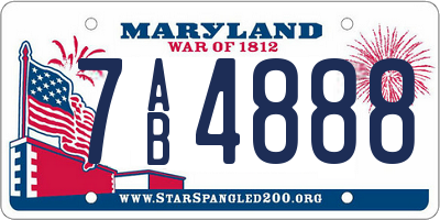 MD license plate 7AB4888