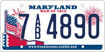 MD license plate 7AB4890
