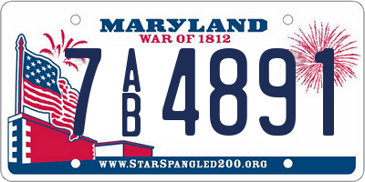 MD license plate 7AB4891