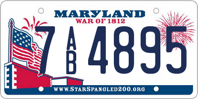 MD license plate 7AB4895