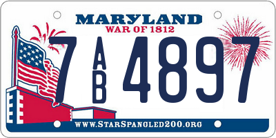 MD license plate 7AB4897