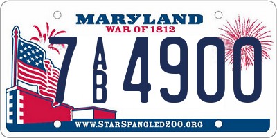 MD license plate 7AB4900
