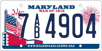 MD license plate 7AB4904