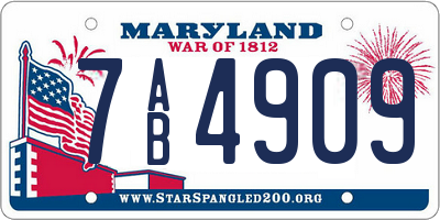 MD license plate 7AB4909